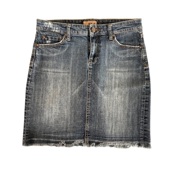 See Thru Soul 90s Y2K Denim Skirt Women’s 27 Raw Edge Western Cowgirl Distressed - Picture 1 of 12